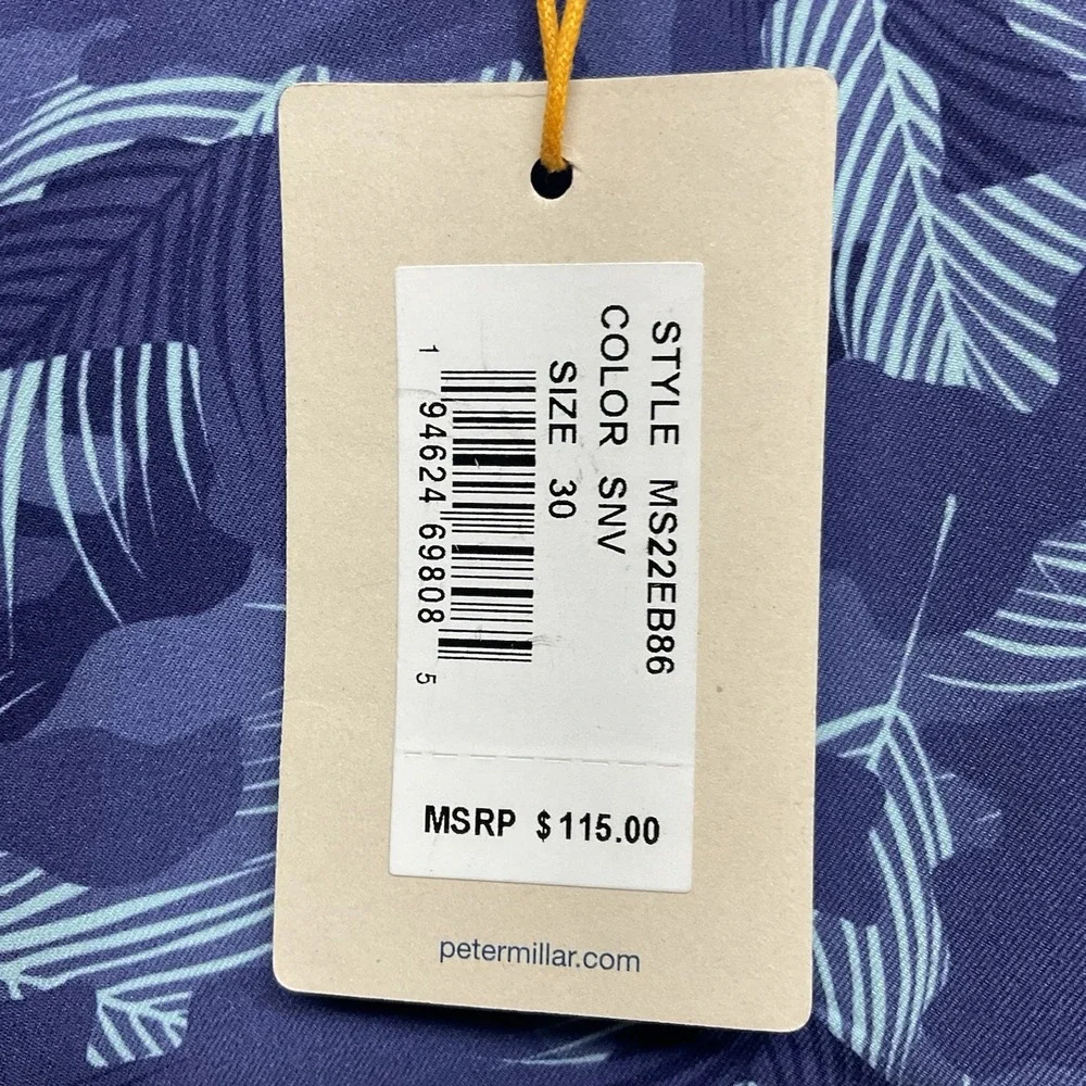 Peter Millar Mens 30 Salem Tropical Camo Performance Shorts $115 Flat Front Blue